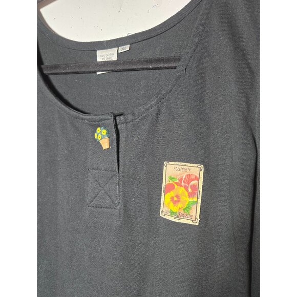 Black Flower Seed Packet Sleeveless Maxi Dress Size XL Garden Boho Made In India - Picture 4 of 11